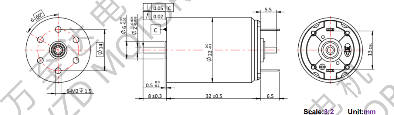 OT-CM2232石墨刷空心杯電機-萬至達電機