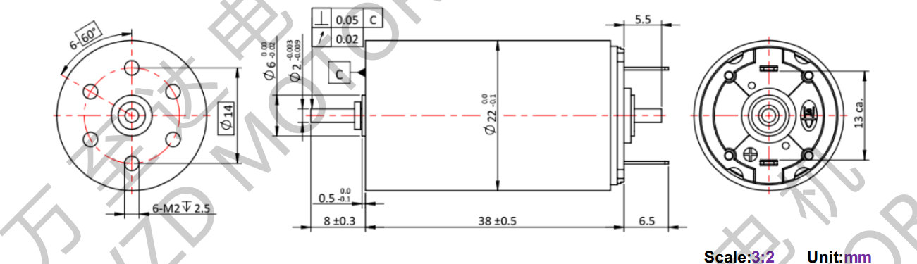 OT-CM2238石墨刷空心杯電機-萬至達電機