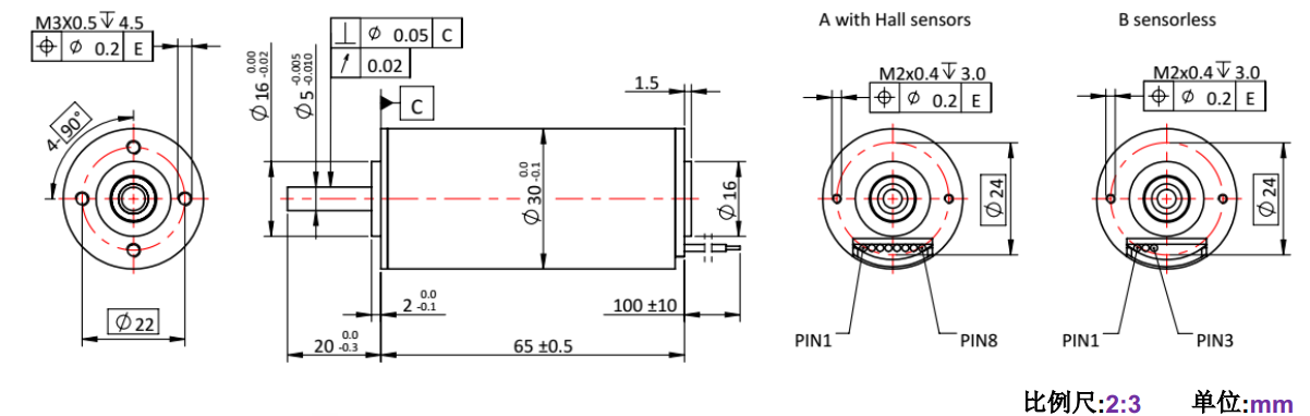 ECS-4P 3060 2對極空心杯無刷電機-萬至達電機
